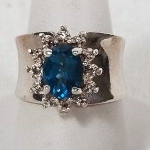 Oval Blue Topaz 925 Silver 6mm Topaz Ring  Sz 5.5